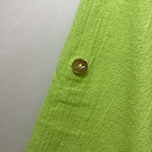 Vintage Dunes Lime Green Shell Buttons Long Shirt Textured Button Up Blouse Top - Picture 6 of 8